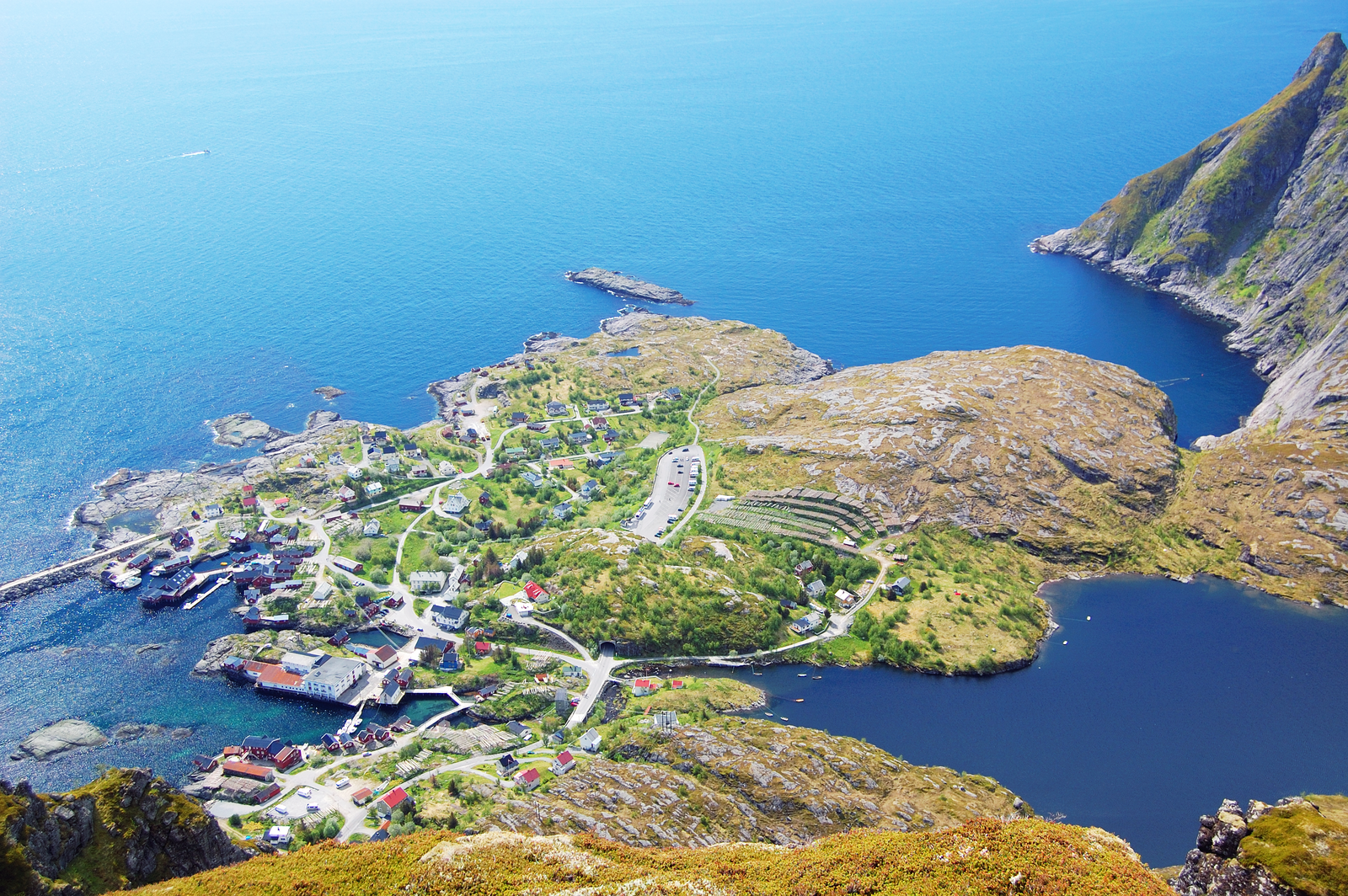 Aerial view of Å village, the western end of Lofoten