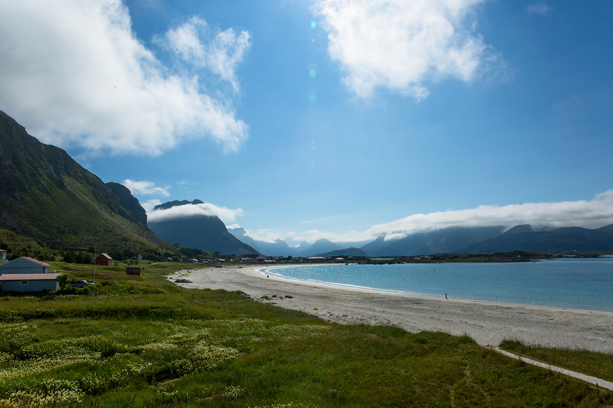 White sandy beach at Ramberg in Lofoten